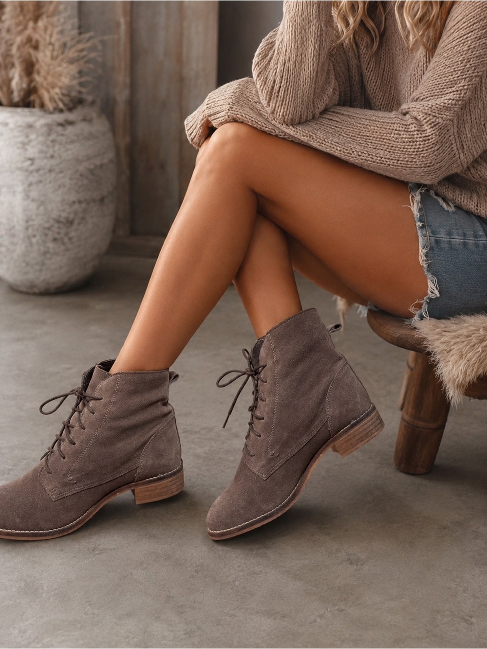 Le Château genuine suede leather ankle boots size 40